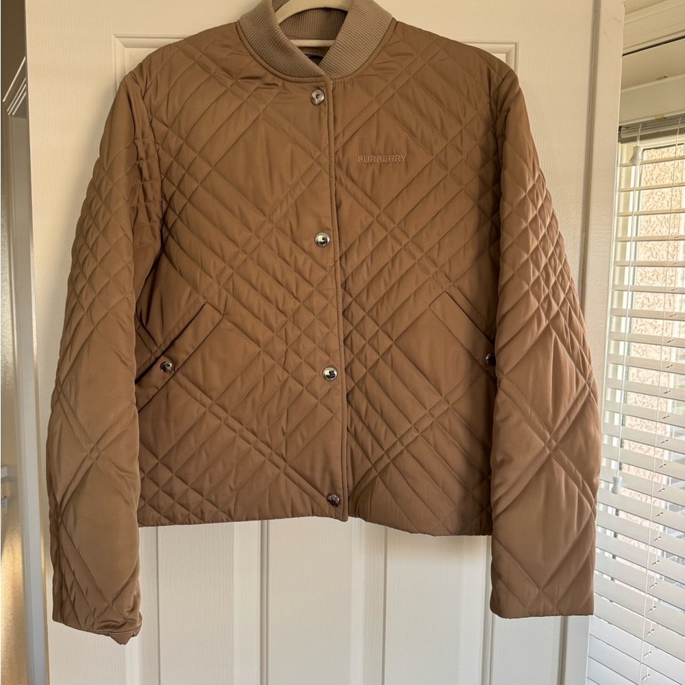 Burberry Tan Quilted Bomber Jacket